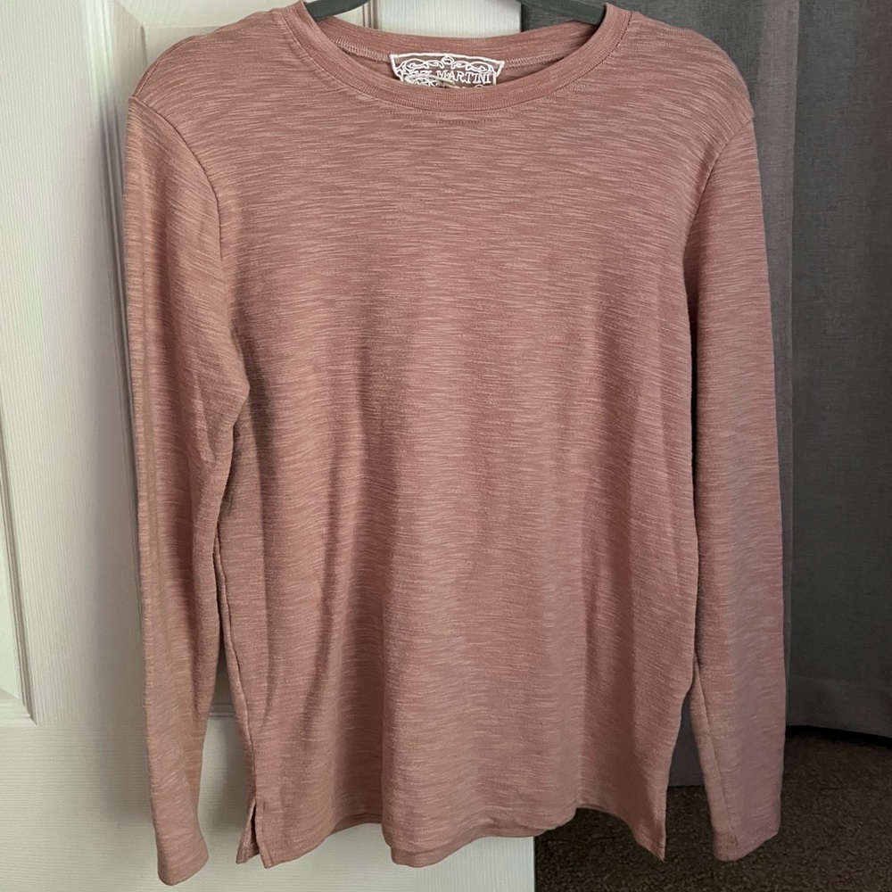 Pink Martini top. Small. Good used condition. Mauve/Pink colored